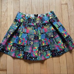 Forever 21 Colorful Pleated Patchwork Skirt